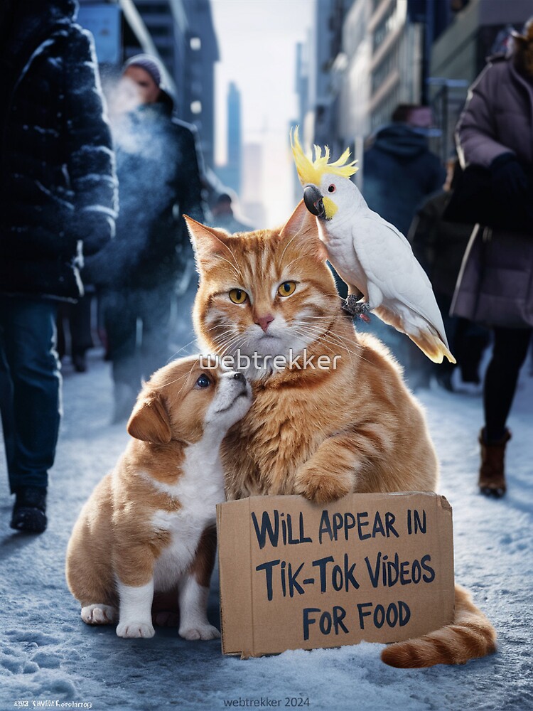 Thumbnail 3 of 3, Sticker, Cat, Dog & Bird Funny Meme designed and sold by webtrekker.