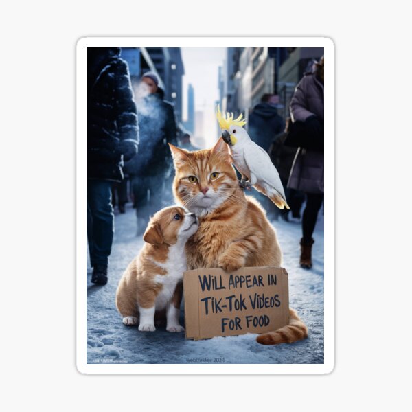 Cat, Dog & Bird Funny Meme Sticker