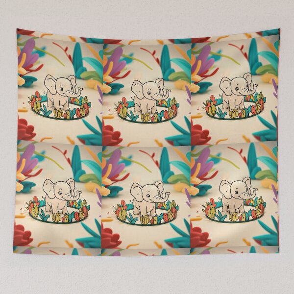 Item preview, Cute Elephant. Little elephant, colorful elephant, elephant drawing designed and sold by ElephantVibes.