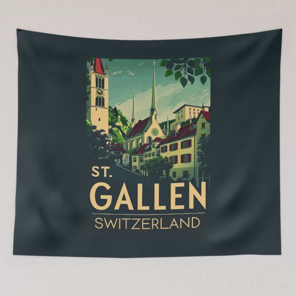 Item preview, A Vintage Travel Illustration of St. Gallen - Switzerland  designed and sold by GoodOldVintage.