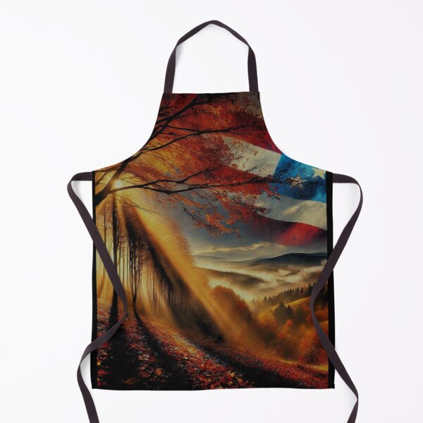 Item preview, Dramatic Autumn Forest: Vibrant Colors & Patriotic Mist designed and sold by ValorVerse.