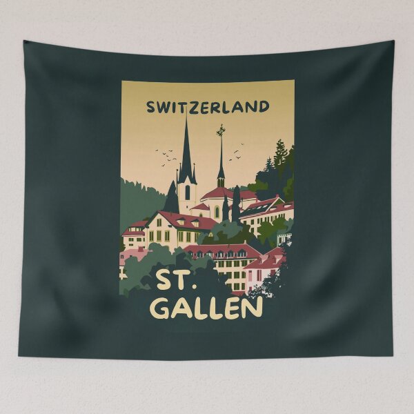 Item preview, A Vintage Travel Illustration of St. Gallen - Switzerland  designed and sold by GoodOldVintage.