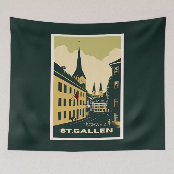 Item preview, A Vintage Travel Illustration of St. Gallen - Switzerland  designed and sold by GoodOldVintage.
