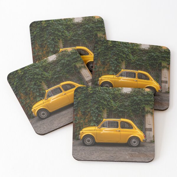 Item preview, Old vintage yellow car fiat 500 in Trastevere Rome, Italy  designed and sold by Long Exposure.