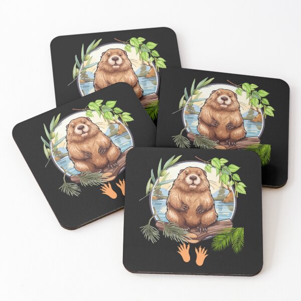 Item preview, Colorful Beaver With Branches & Paw Prints Design designed and sold by EarthArtDesigns.