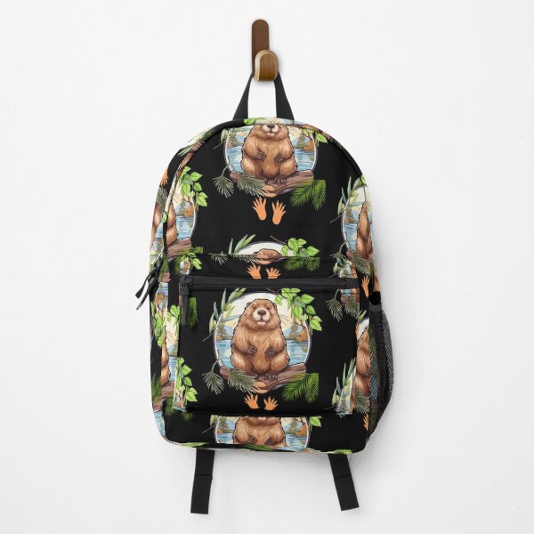 Item preview, Colorful Beaver With Branches & Paw Prints Design designed and sold by EarthArtDesigns.