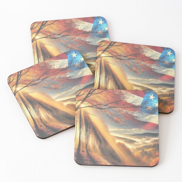 Item preview, Dramatic Autumn Forest: Vibrant Colors & Patriotic Mist designed and sold by ValorVerse.