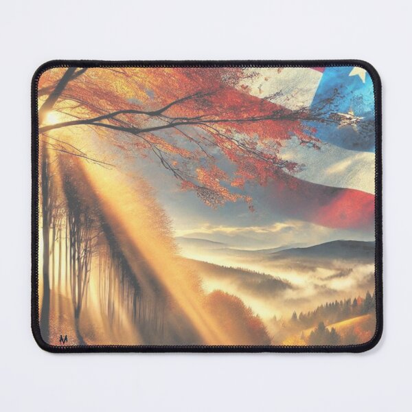 Item preview, Dramatic Autumn Forest: Vibrant Colors & Patriotic Mist designed and sold by ValorVerse.