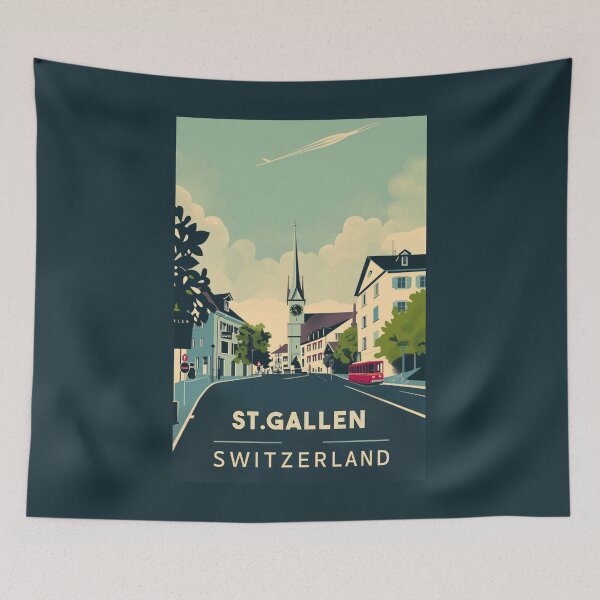 Item preview, A Vintage Travel Illustration of St. Gallen - Switzerland  designed and sold by GoodOldVintage.