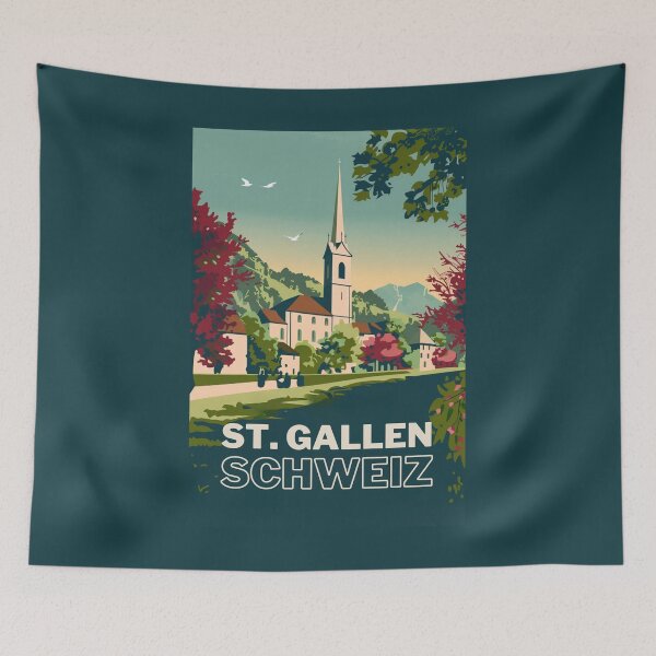 Item preview, A Vintage Travel Illustration of St. Gallen - Switzerland  designed and sold by GoodOldVintage.