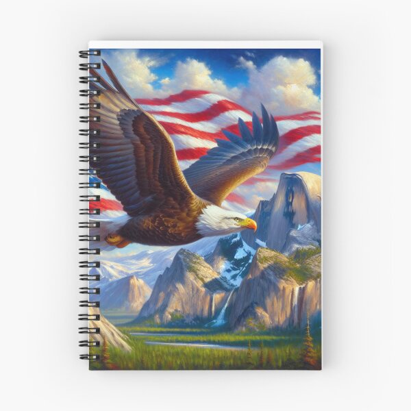 Item preview, American Eagle Soaring Over Mountains Flag Background Freedom Nature Art T-Shirt, Patriotic Wildlife Graphic Tee, USA Pride Shirt designed and sold by Closetstyl.