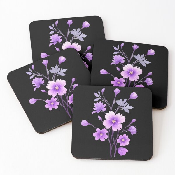 Item preview, Painting Purple Cosmos Flowers Black designed and sold by ArtCornerStudio.