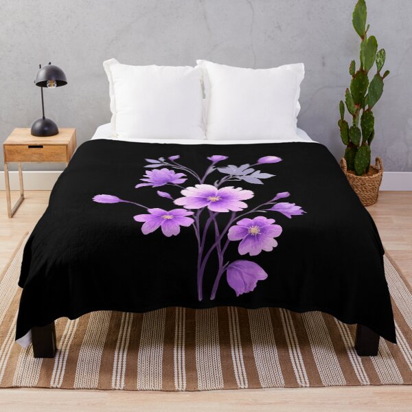 Item preview, Painting Purple Cosmos Flowers Black designed and sold by ArtCornerStudio.