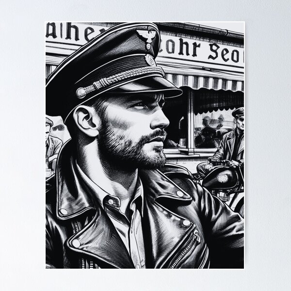 Item preview, 1940 Leather Daddy Tom of Finland Tribute German Biker Pride Graphic Design designed and sold by ItsAKinkThing.