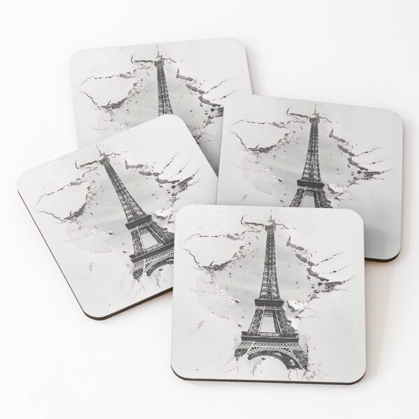 Item preview, Black and white ripped effect Eiffel Tower print designed and sold by dcrc.
