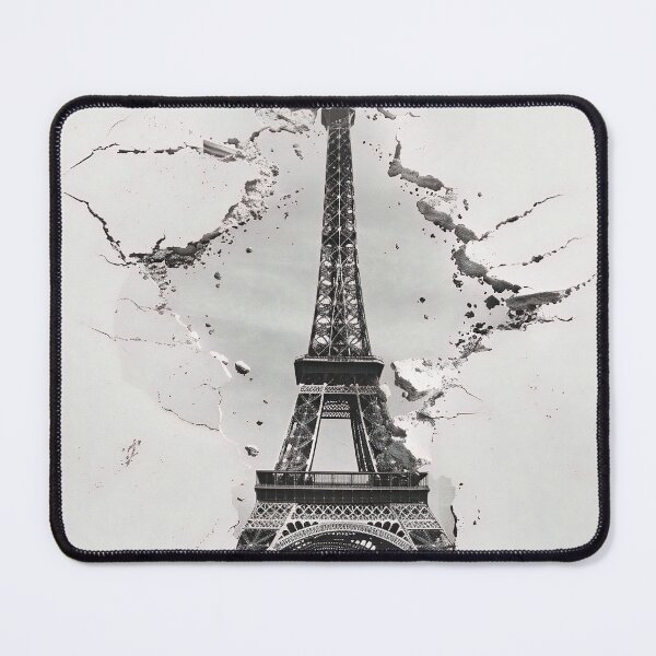 Item preview, Black and white ripped effect Eiffel Tower print designed and sold by dcrc.
