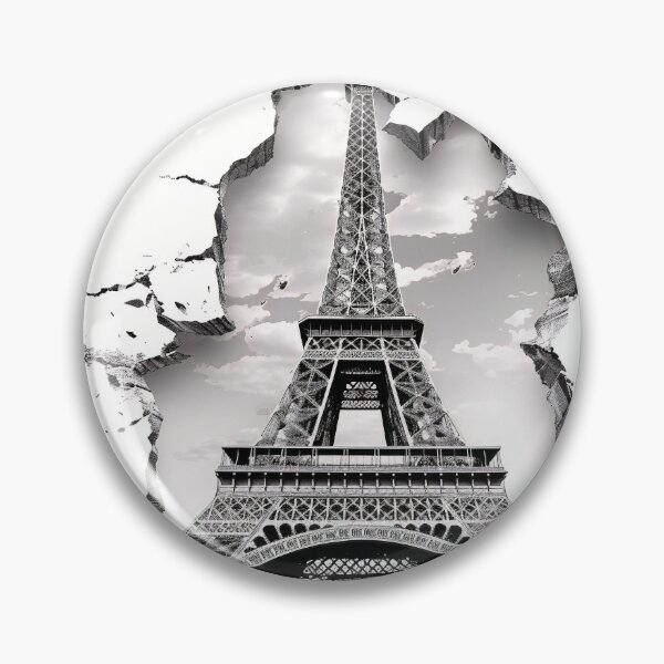 Item preview, Black and white ripped effect Eiffel Tower print designed and sold by dcrc.
