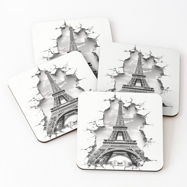 Item preview, Black and white ripped effect Eiffel Tower print designed and sold by dcrc.