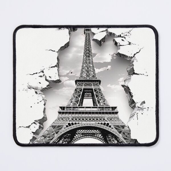 Item preview, Black and white ripped effect Eiffel Tower print designed and sold by dcrc.