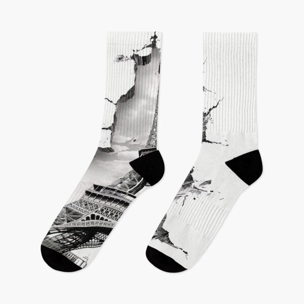 Item preview, Black and white ripped effect Eiffel Tower print designed and sold by dcrc.