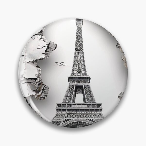 Item preview, black and white ripped effect eiffel tower print designed and sold by dcrc.