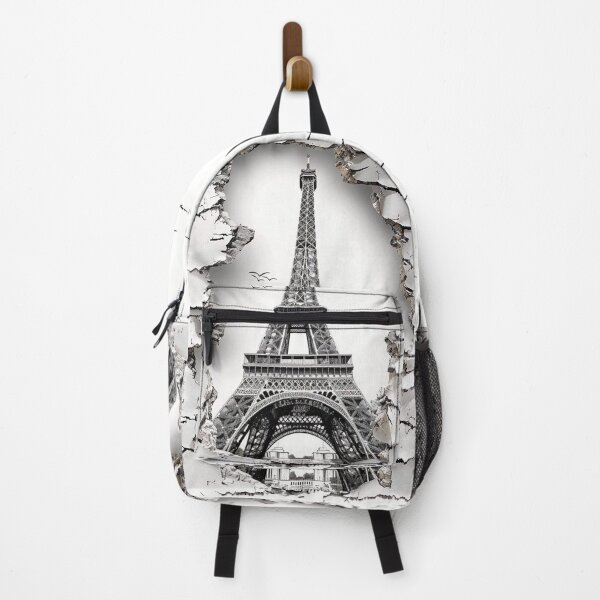 Item preview, black and white ripped effect eiffel tower print designed and sold by dcrc.