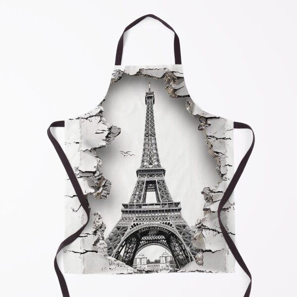 Item preview, black and white ripped effect eiffel tower print designed and sold by dcrc.
