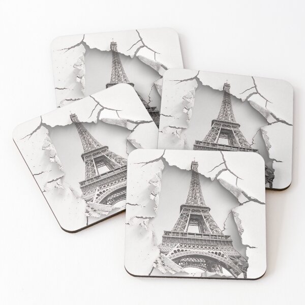 Item preview, black and white ripped effect eiffel tower print designed and sold by dcrc.