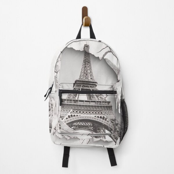 Item preview, black and white ripped effect eiffel tower print designed and sold by dcrc.