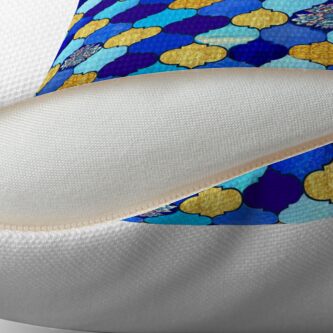 Alternate view of blue moroccan tiles with turquoise and gold, Floor Pillow