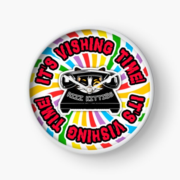 Item preview, Rizz Kitties - It's Vishing Time Rainbow Spiral Clock designed and sold by Ean Meyer.