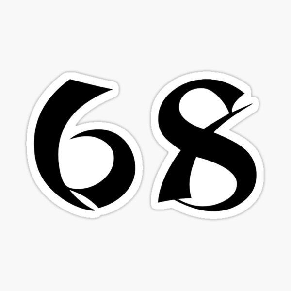68, sixty-eight, black, shangai Sticker