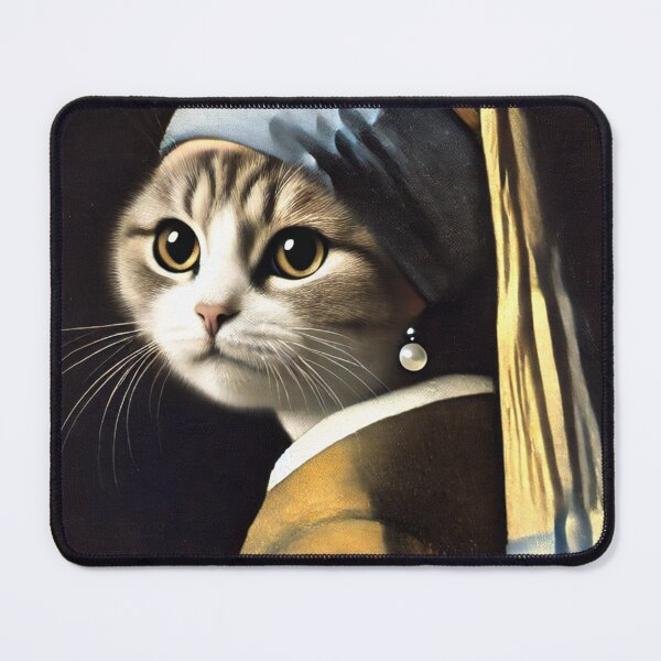 Item preview, Cat with a pearl earring designed and sold by JustPeachyPress.