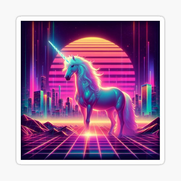 Item preview, Retrowave Unicorn designed and sold by RetroThreadedTs.