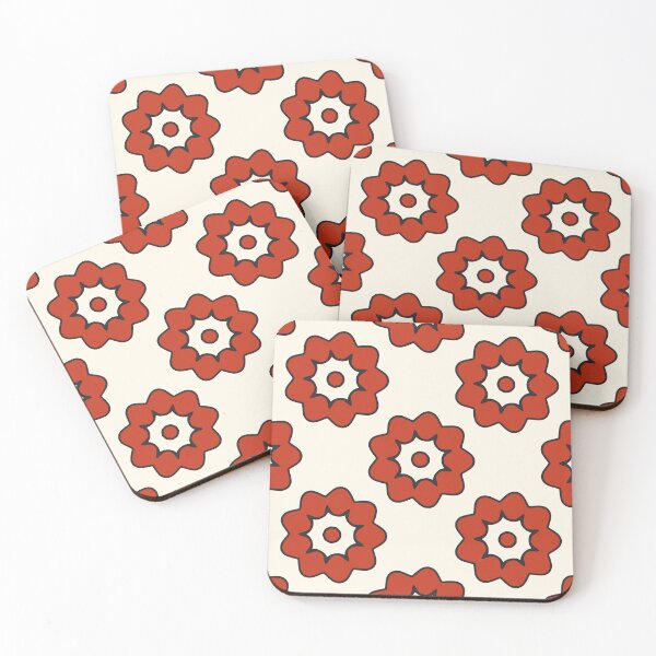 Artikelvorschau, Orange und Creme Blumenmuster mit schwarzem Umriss entworfen und verkauft von KeksWorkroom.