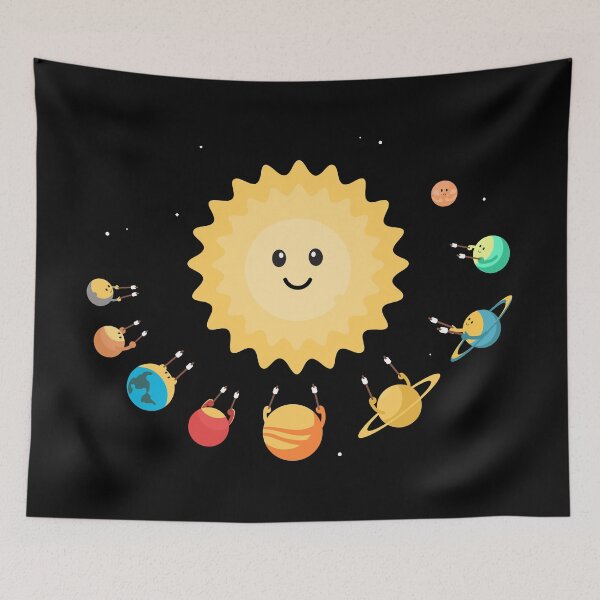 Item preview, Planets toasting marshmallows (with a sad Pluto) designed and sold by messy-nessie.