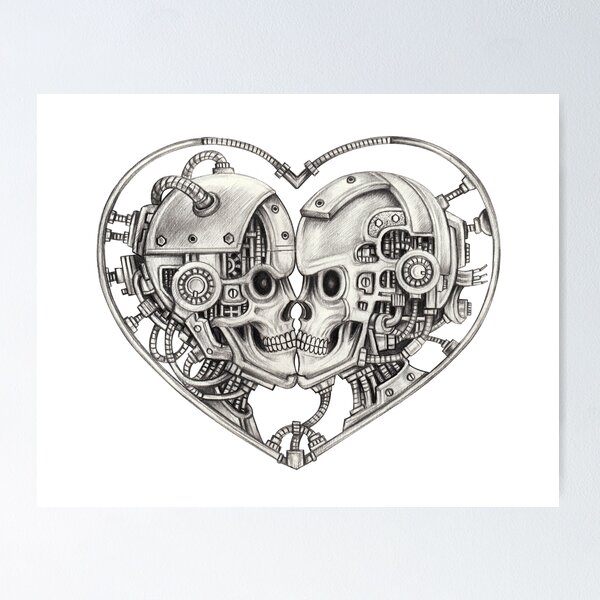 Item preview, Cyberpunk couple skull surreal art. designed and sold by Jiwsurreal.