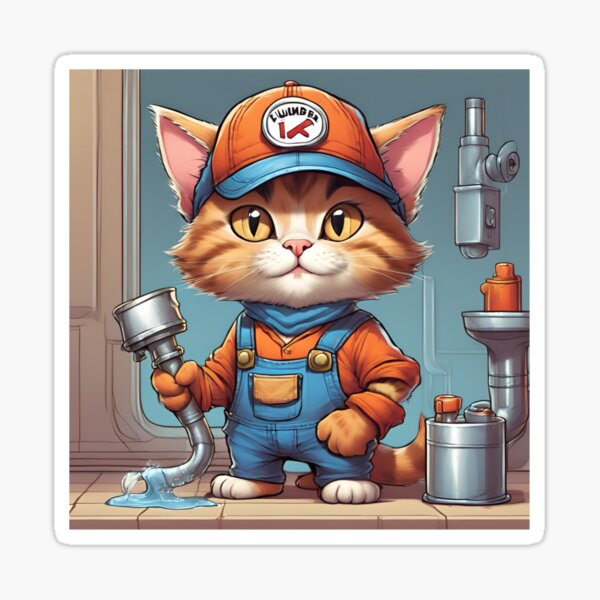 Vista previa del artículo con la obra «gatito fontanero», diseñado y vendido por denydesigns.
