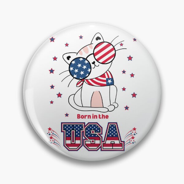 Item preview, Born in the USA Cute adorable Kitten Cat with American Flag  designed and sold by MorningTeeNmore.