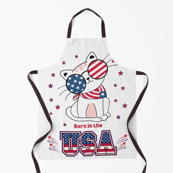 Item preview, Born in the USA Cute adorable Kitten Cat with American Flag designed and sold by MorningTeeNmore.