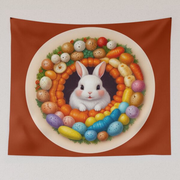 Item preview, Adorable bunny surrounded by multi-colored eggs designed and sold by Astralia.