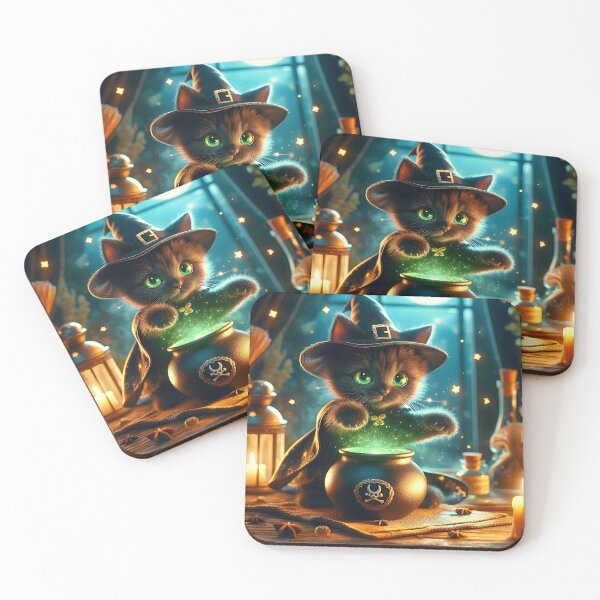 Item preview, Halloween Witch Cat With a Magic Potion Making Spells designed and sold by DreamagineArtDesign.