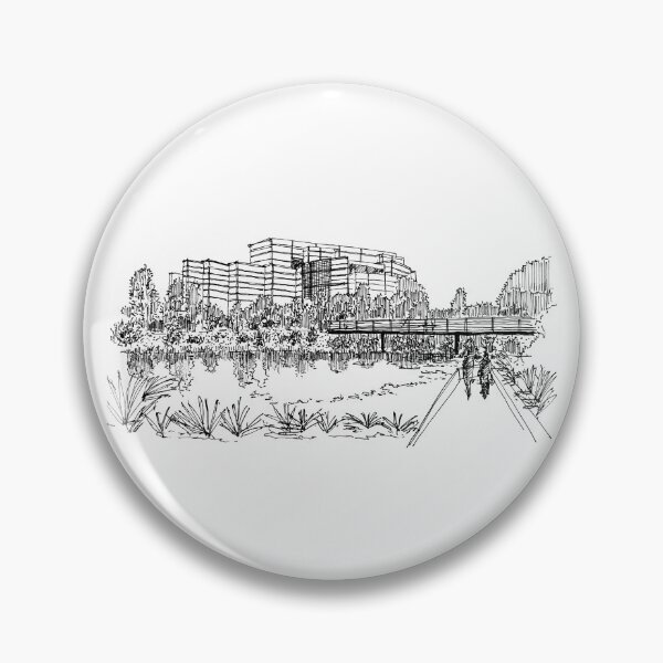 Item preview, City park hand drawing architecture black and white monochrome architectural drawing designed and sold by junyangcaidraw.