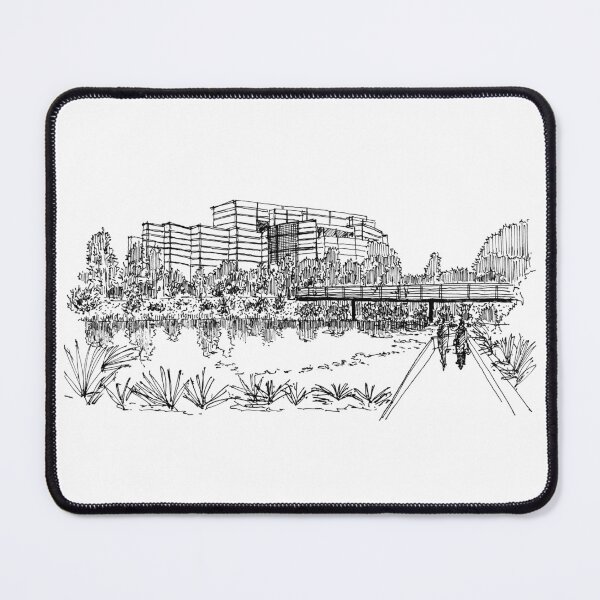 Item preview, City park hand drawing architecture black and white monochrome architectural drawing designed and sold by junyangcaidraw.