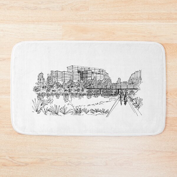 Item preview, City park hand drawing architecture black and white monochrome architectural drawing designed and sold by junyangcaidraw.