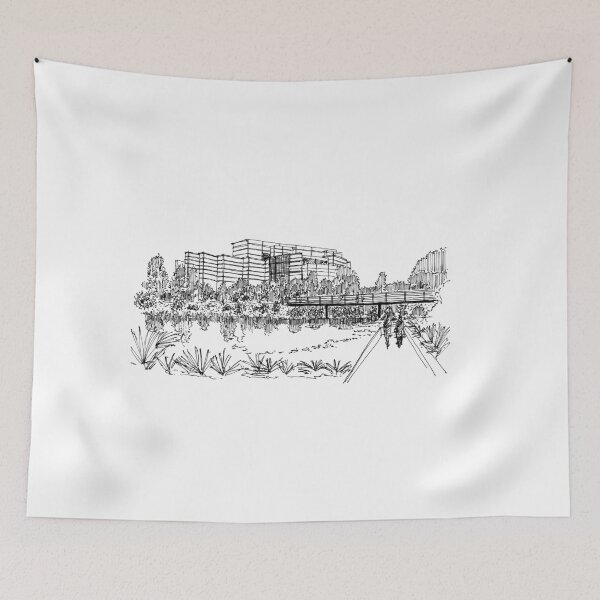 Item preview, City park hand drawing architecture black and white monochrome architectural drawing designed and sold by junyangcaidraw.