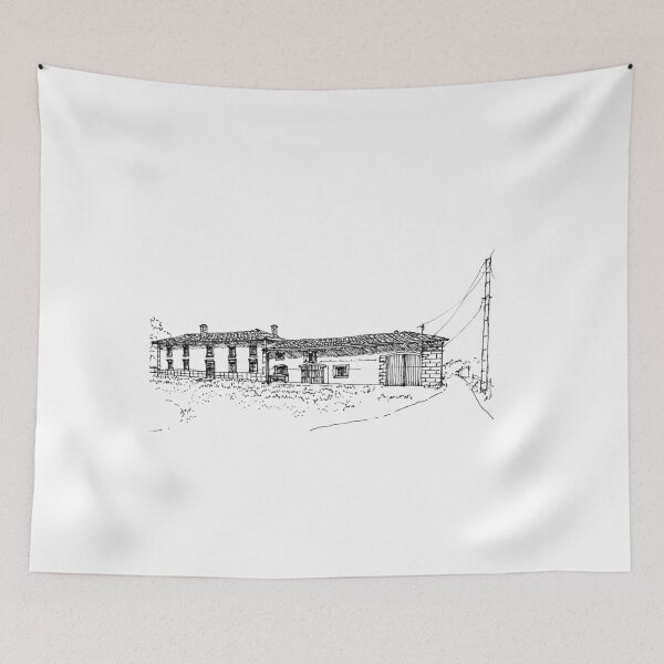Item preview, Countryside house hand drawing architecture black and white monochrome architectural drawing designed and sold by junyangcaidraw.