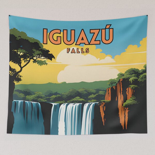 Item preview, Iguazu Falls Retro Travel Poster designed and sold by ZionPosteria.