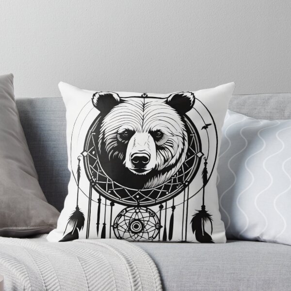 Item preview, bear, dreamcatcher, drawing, ink, art designed and sold by DonnaBlankaArt.