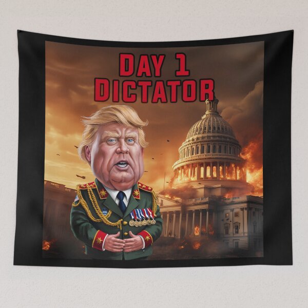 Item preview, Donald Trump Day 1 Dictator Washington D.C. in Flames designed and sold by DyfunctionalTee.